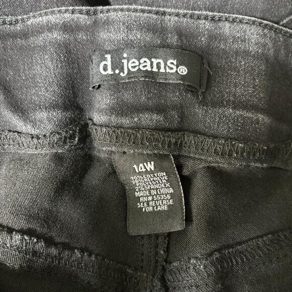 d. Jeans Womens Jeans Size 14W  Black Skinny Pull-On Grunge 90s Rocker Andro - Picture 9 of 12